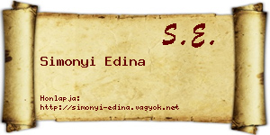 Simonyi Edina névjegykártya